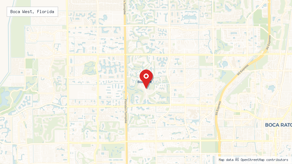 Street map of Boca West, Florida with location pin
