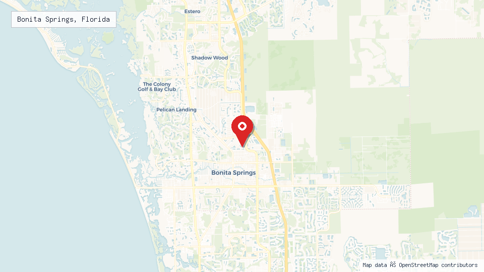 Street map of Bonita Springs, Florida with location pin