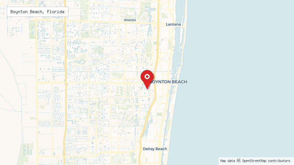 Street map of Boynton Beach, Florida with location pin