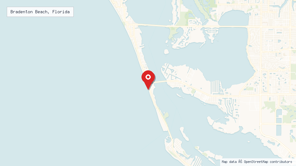 Street map of Bradenton Beach, Florida with location pin