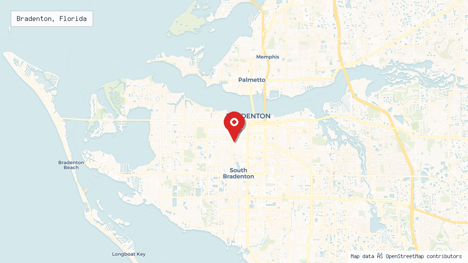 Street map of Bradenton, Florida with location pin
