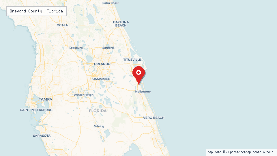 Street map of Brevard County, Florida with location pin