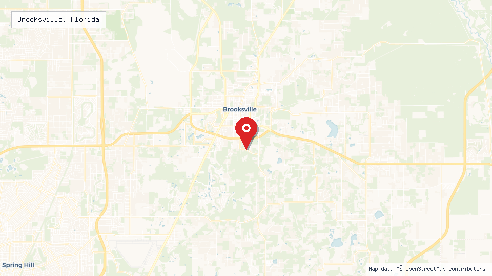 Street map of Brooksville, Florida with location pin