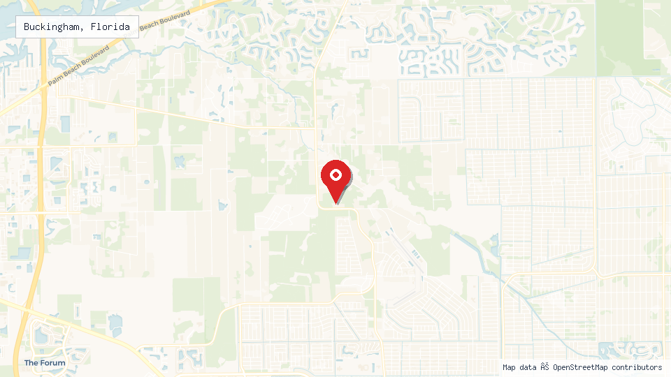 Street map of Buckingham, Florida with location pin