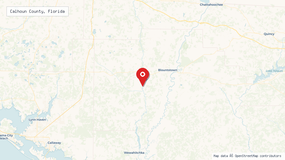 Street map of Calhoun County, Florida with location pin