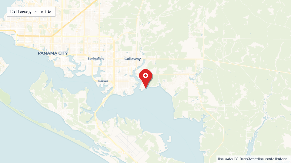 Street map of Callaway, Florida with location pin