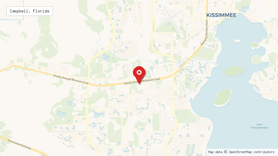 Street map of Campbell, Florida with location pin