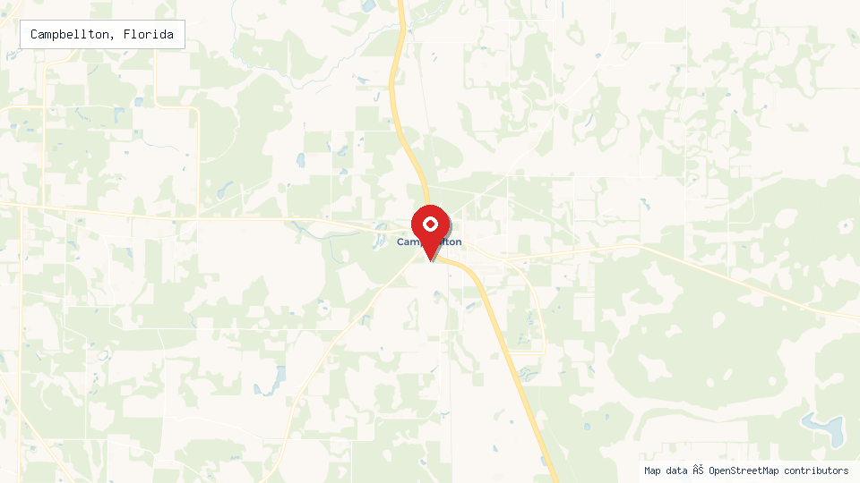 Street map of Campbellton, Florida with location pin