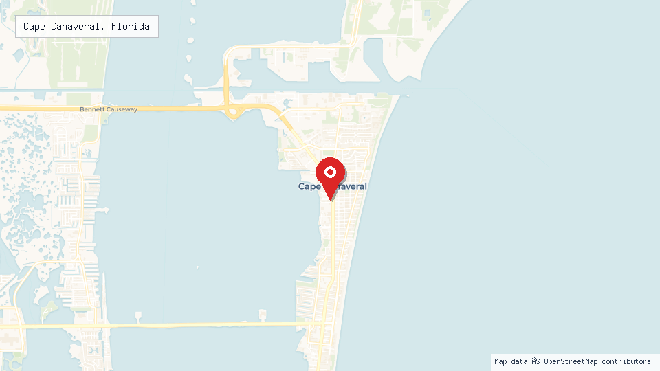 Street map of Cape Canaveral, Florida with location pin