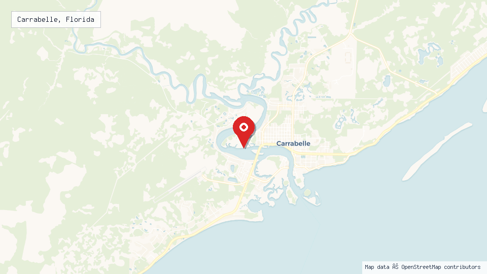 Street map of Carrabelle, Florida with location pin