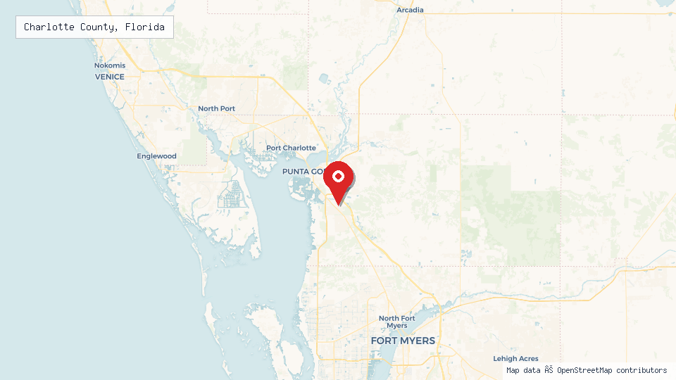 Street map of Charlotte County, Florida with location pin