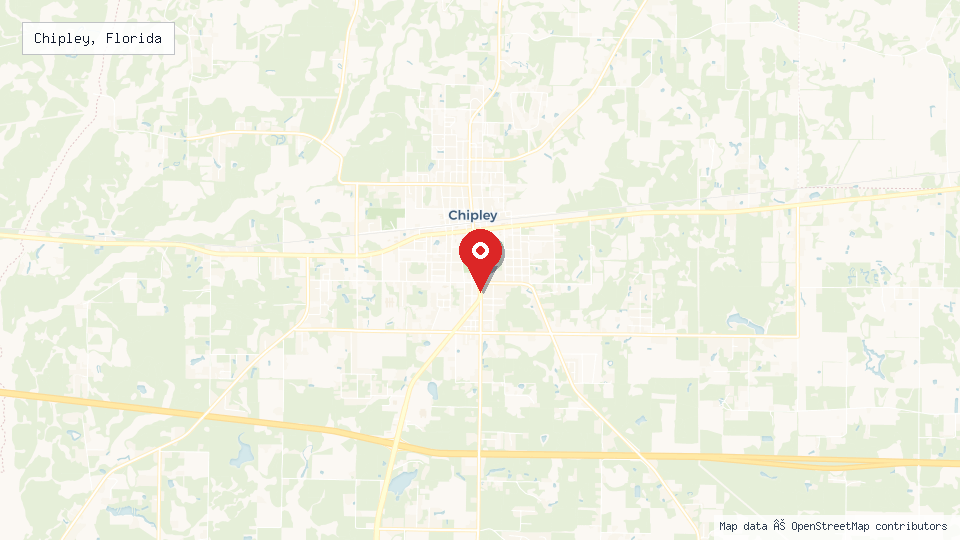 Street map of Chipley, Florida with location pin