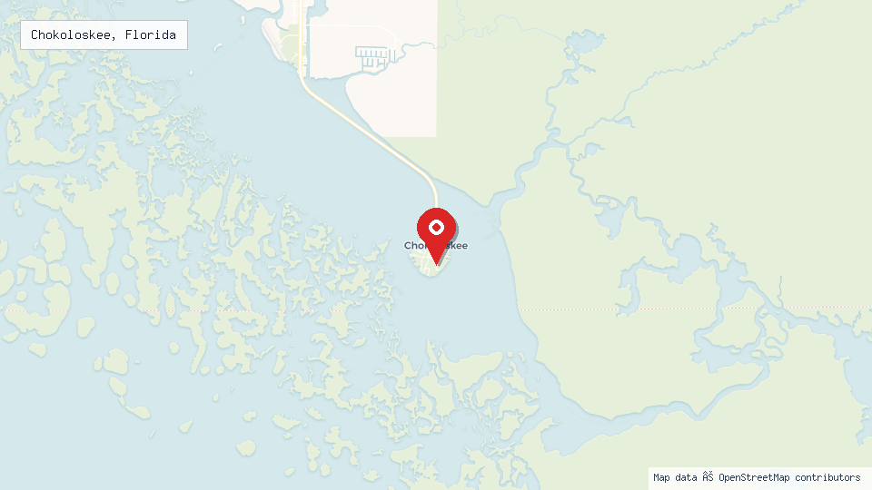 Street map of Chokoloskee, Florida with location pin