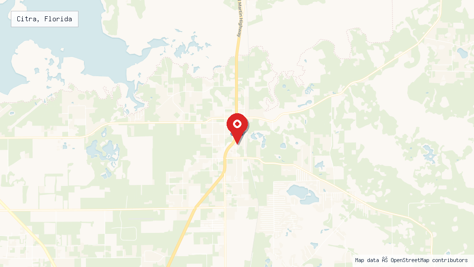 Street map of Citra, Florida with location pin