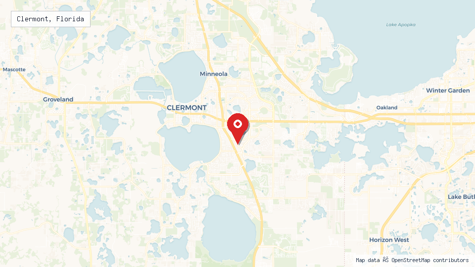 Street map of Clermont, Florida with location pin