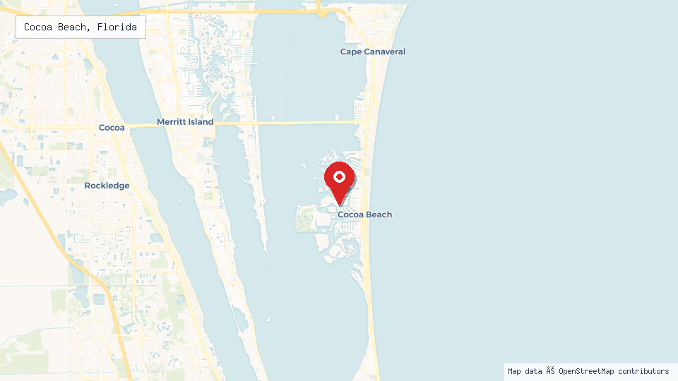 Street map of Cocoa Beach, Florida with location pin