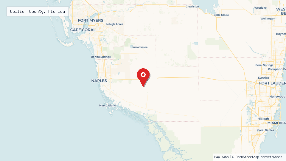 Street map of Collier County, Florida with location pin