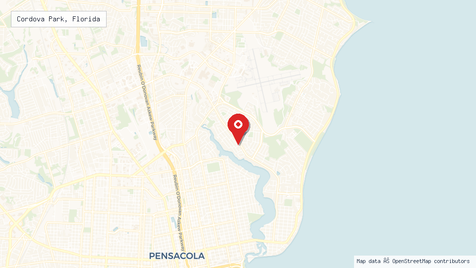 Street map of Cordova Park, Florida with location pin