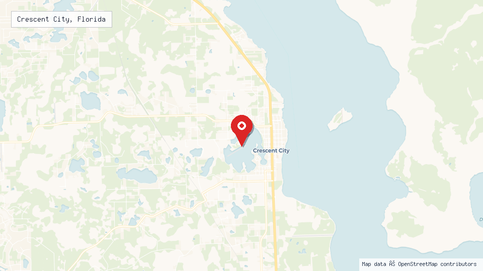 Street map of Crescent City, Florida with location pin