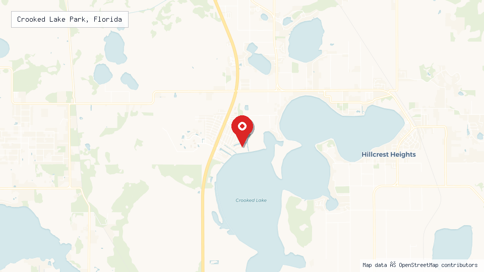 Street map of Crooked Lake Park, Florida with location pin