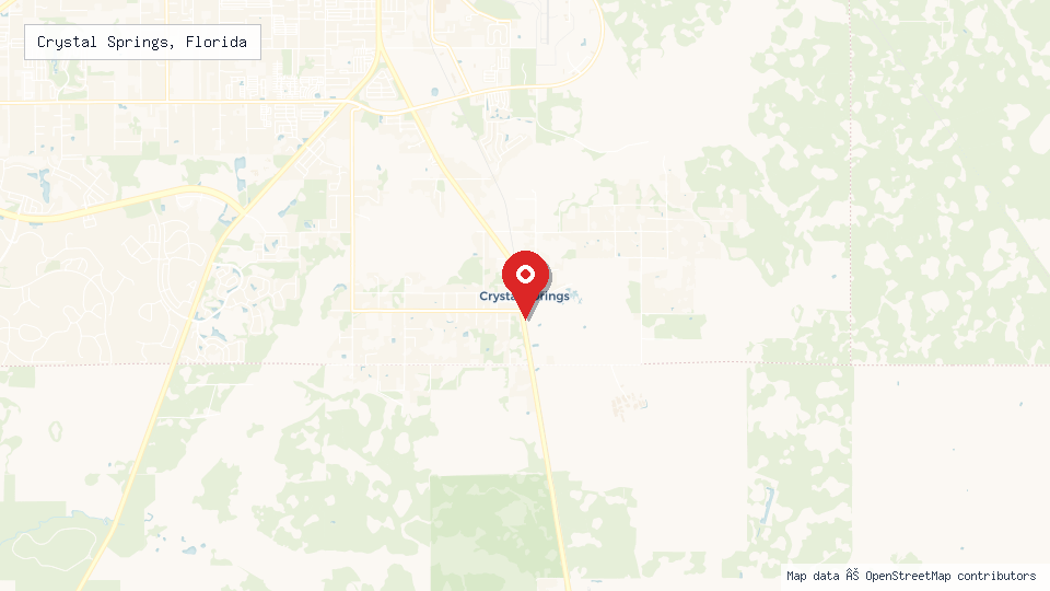 Street map of Crystal Springs, Florida with location pin