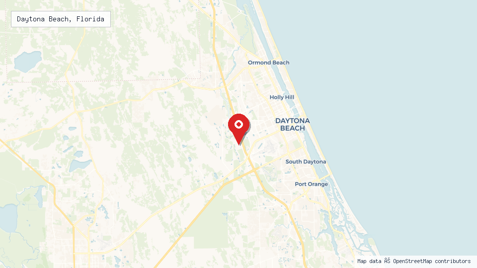 Street map of Daytona Beach, Florida with location pin
