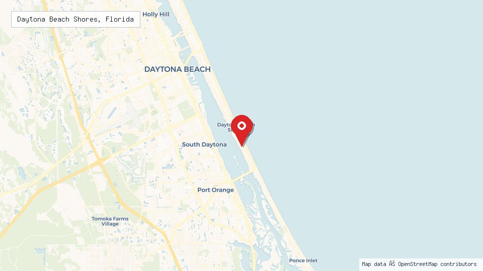 Street map of Daytona Beach Shores, Florida with location pin