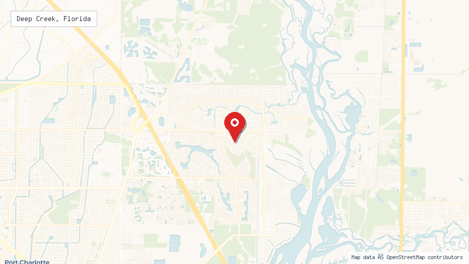 Street map of Deep Creek, Florida with location pin