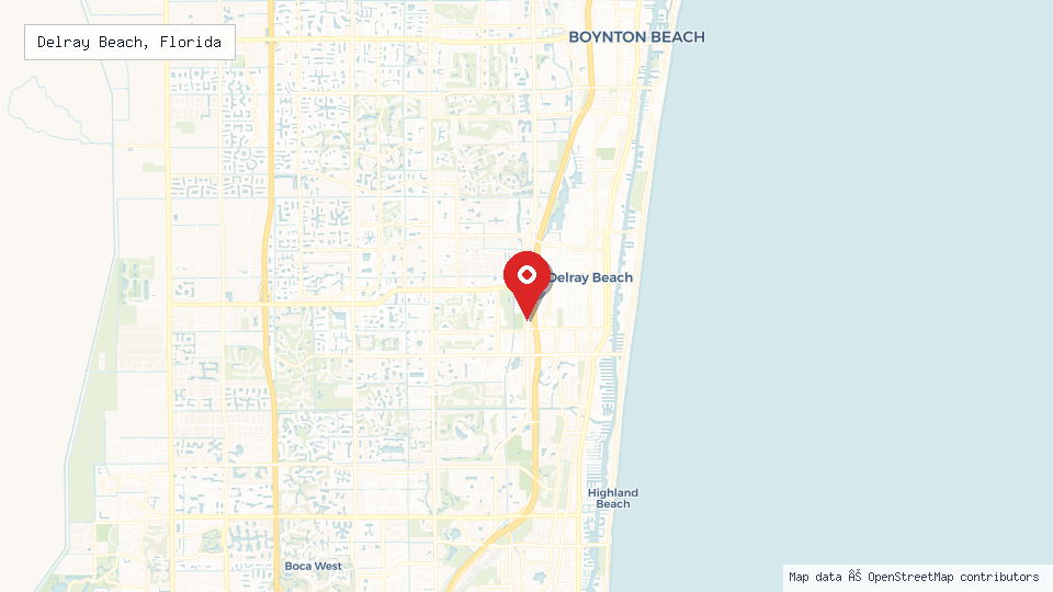 Street map of Delray Beach, Florida with location pin
