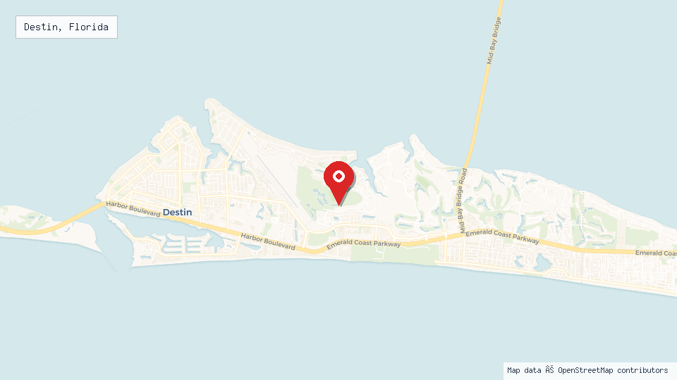 Street map of Destin, Florida with location pin