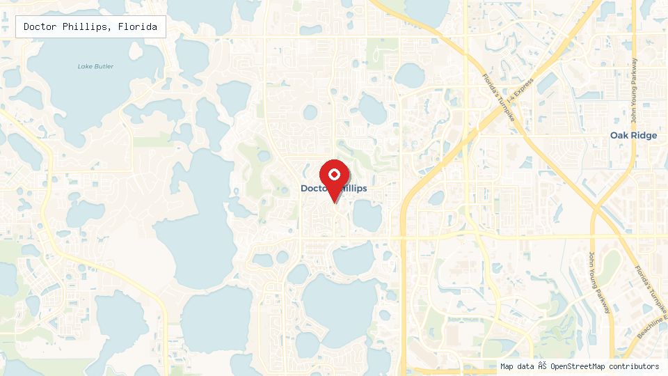Street map of Doctor Phillips, Florida with location pin