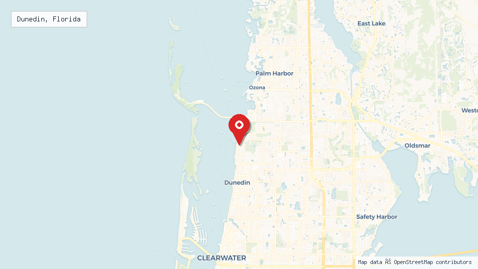 Street map of Dunedin, Florida with location pin