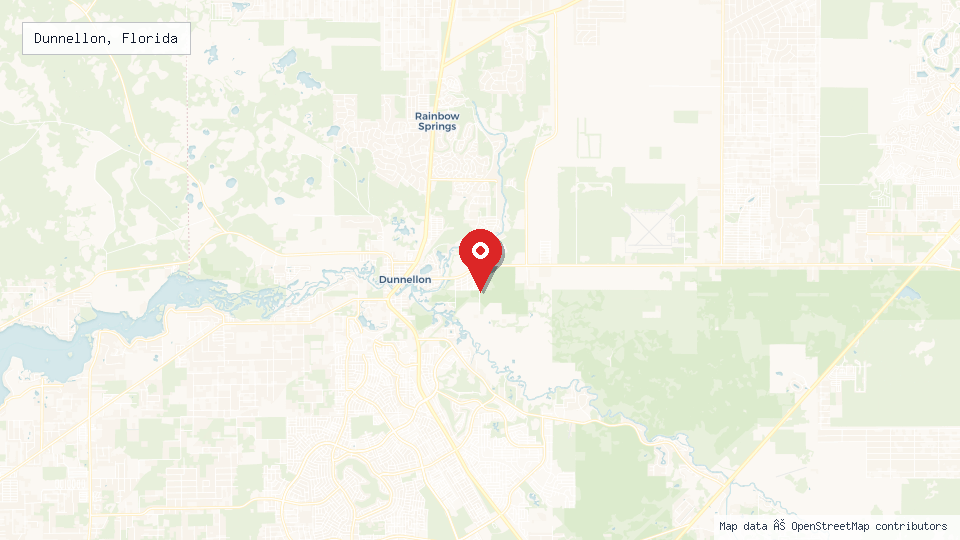 Street map of Dunnellon, Florida with location pin