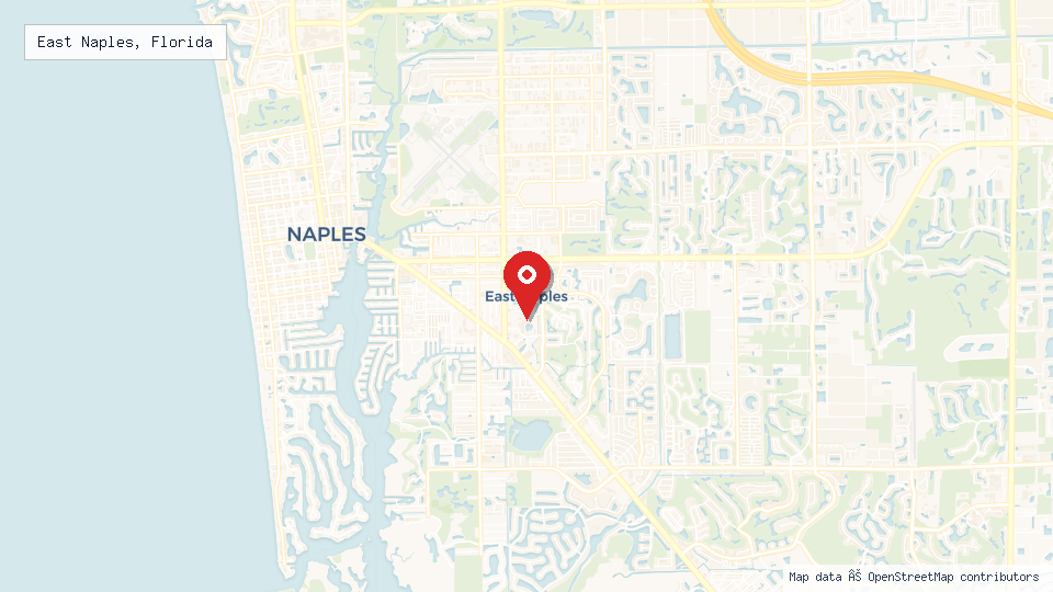 Street map of East Naples, Florida with location pin