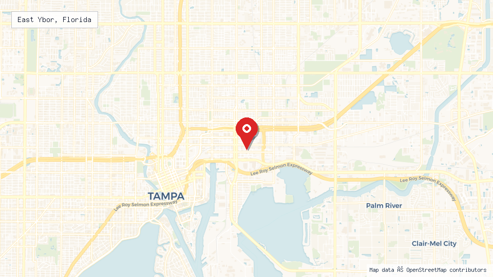 Street map of East Ybor, Florida with location pin