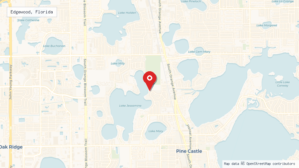 Street map of Edgewood, Florida with location pin