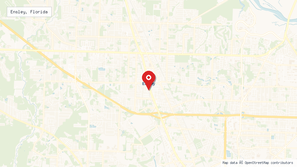 Street map of Ensley, Florida with location pin