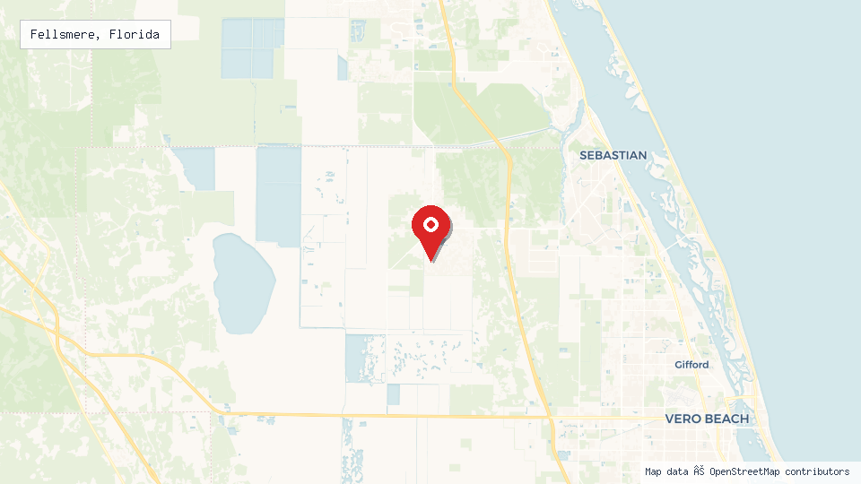 Street map of Fellsmere, Florida with location pin