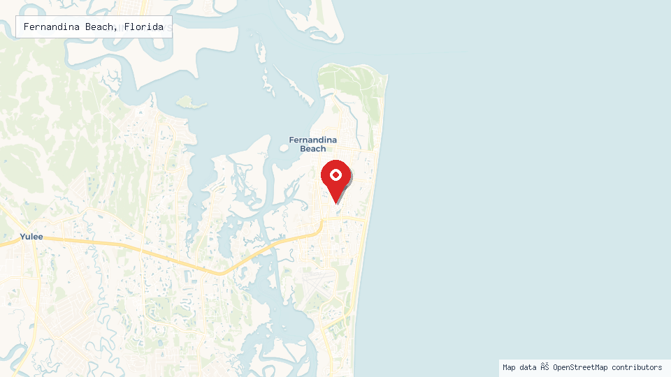 Street map of Fernandina Beach, Florida with location pin