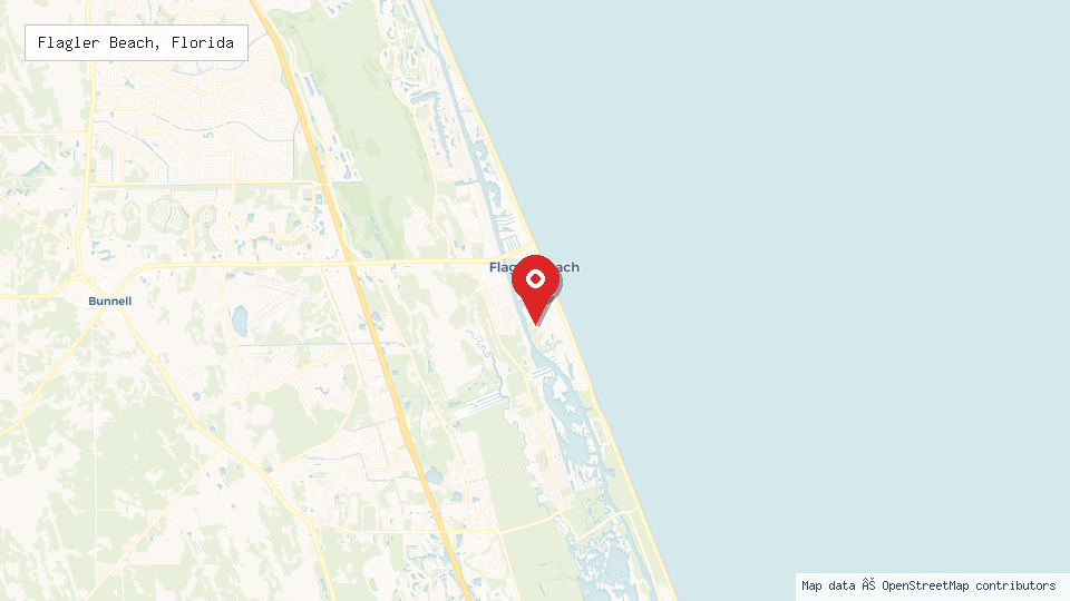 Street map of Flagler Beach, Florida with location pin