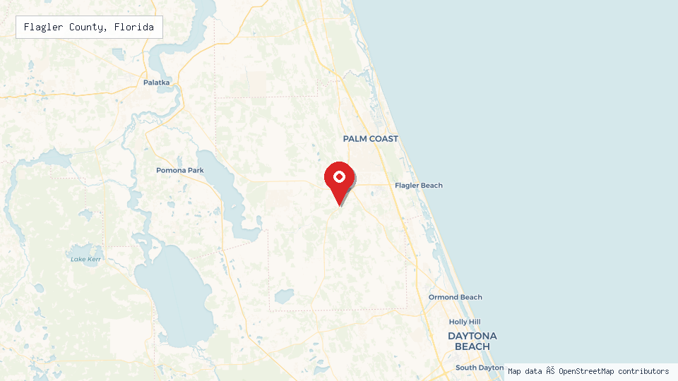 Street map of Flagler County, Florida with location pin