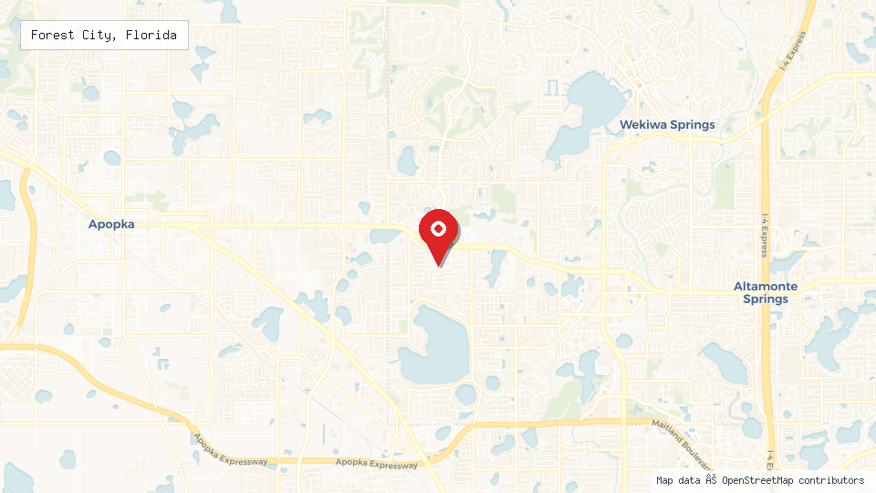 Street map of Forest City, Florida with location pin