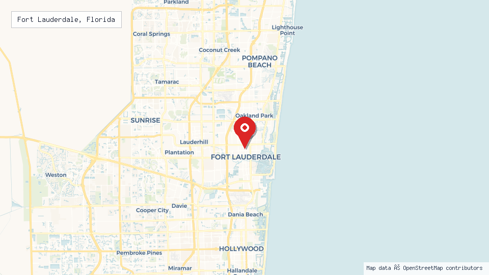 Street map of Fort Lauderdale, Florida with location pin