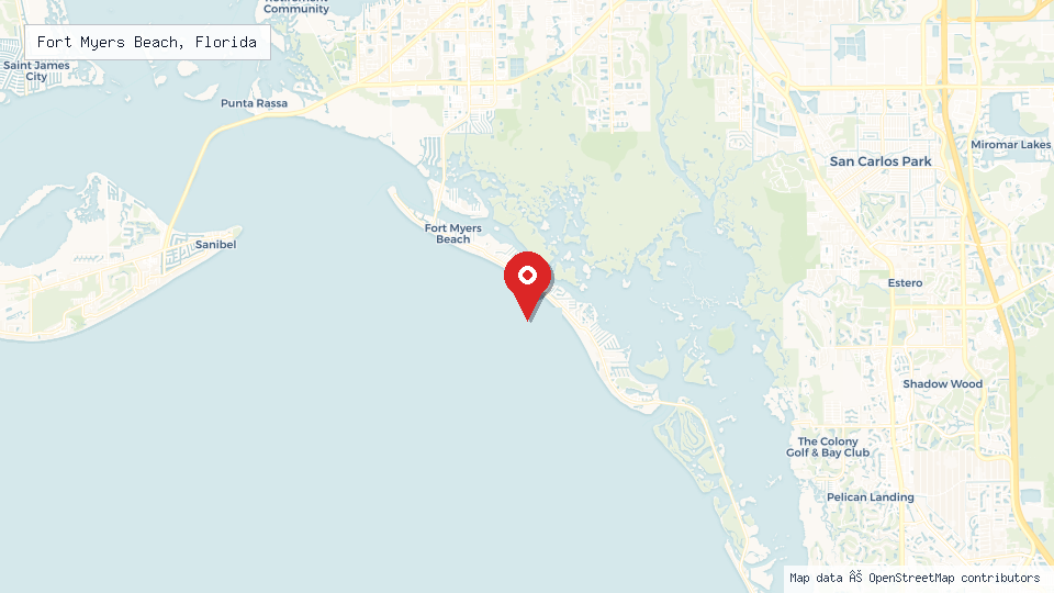 Street map of Fort Myers Beach, Florida with location pin