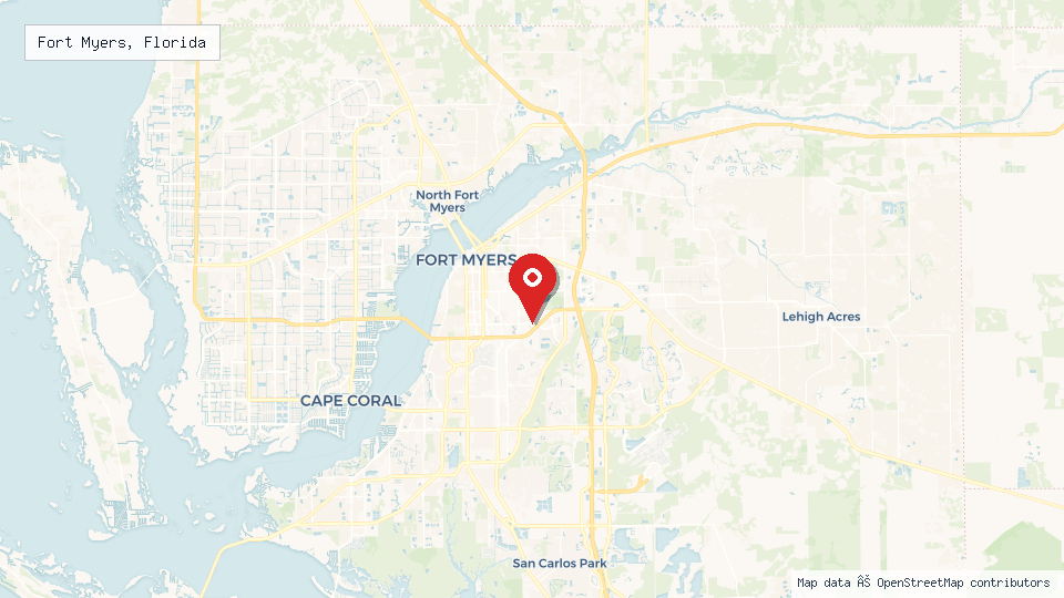 Street map of Fort Myers, Florida with location pin