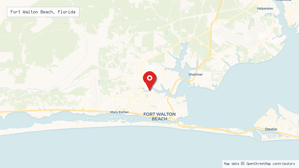 Street map of Fort Walton Beach, Florida with location pin