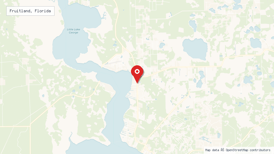 Street map of Fruitland, Florida with location pin