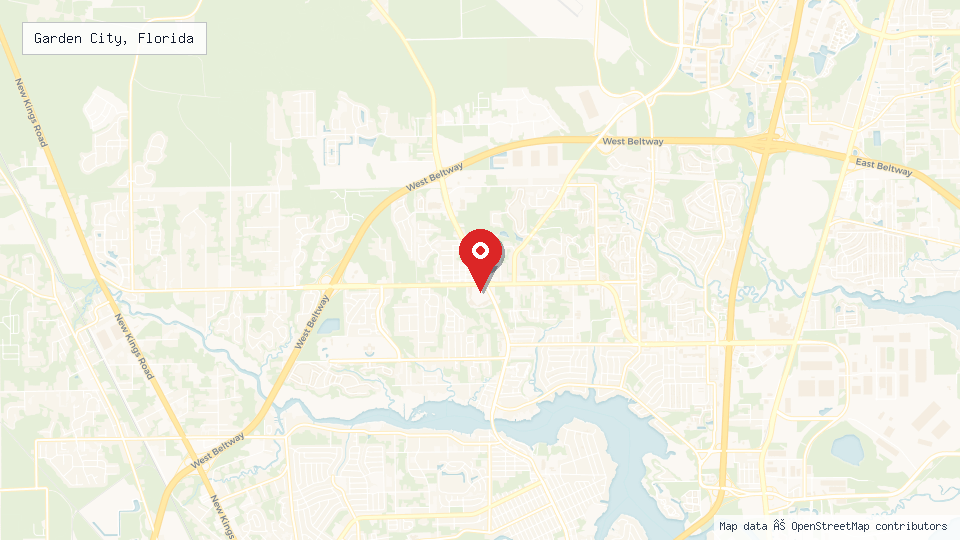 Street map of Garden City, Florida with location pin