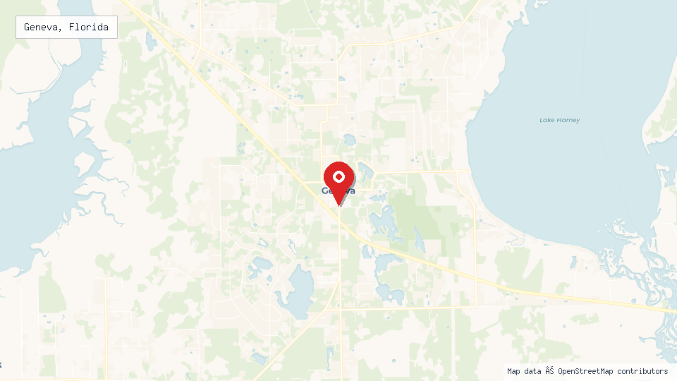 Street map of Geneva, Florida with location pin