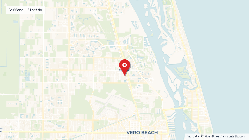 Street map of Gifford, Florida with location pin
